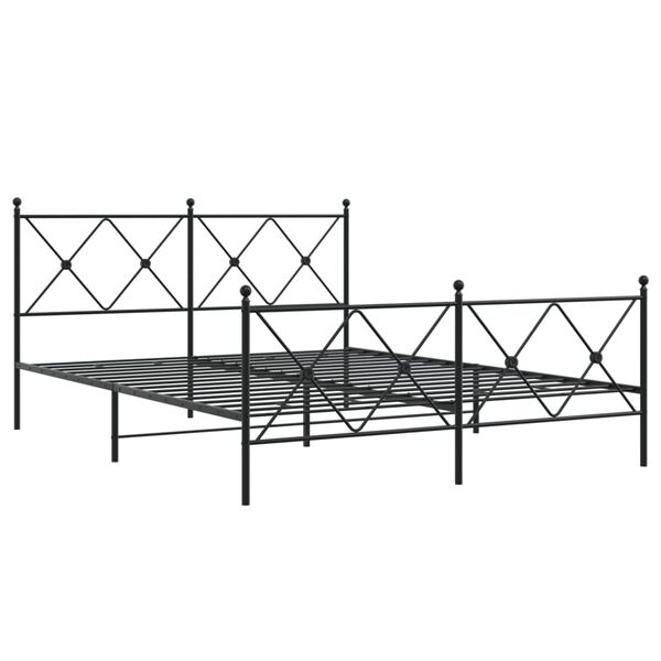 vidaXL Cadre de lit métal sans matelas avec pied de lit noir 150x200cm