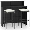 vidaXL Ensemble de bar de jardin avec coussins 3 pcs Noir