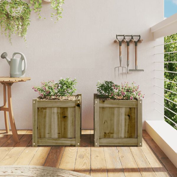 vidaXL Jardini&egrave;res 2 pcs bois de pin impr&eacute;gn&eacute;
