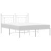 vidaXL Cadre de lit m&eacute;tal sans matelas et t&ecirc;te de lit blanc 150x200 cm