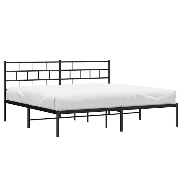 vidaXL Cadre de lit m&eacute;tal sans matelas avec t&ecirc;te de lit noir 193x203cm