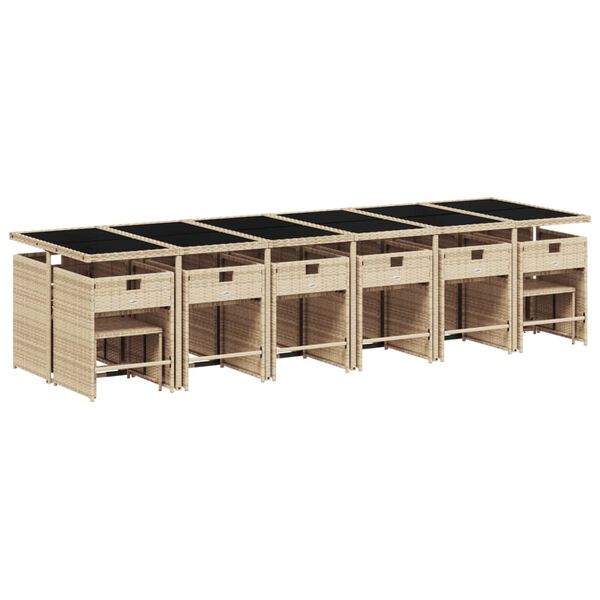 vidaXL Ensemble &agrave; manger de jardin et coussins 17 pcs beige
