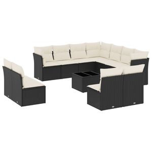 vidaXL Salon de jardin 12 pcs avec coussins noir r&eacute;sine tress&eacute;e