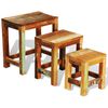 vidaXL Table gigogne 3 pcs vintage Bois de r&eacute;cup&eacute;ration