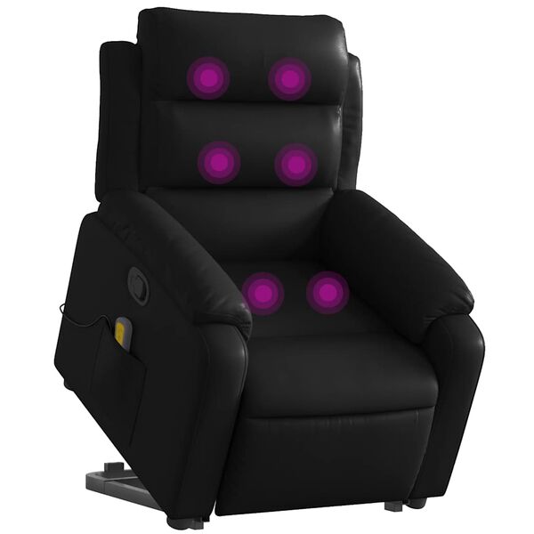 vidaXL Fauteuil inclinable de massage noir similicuir