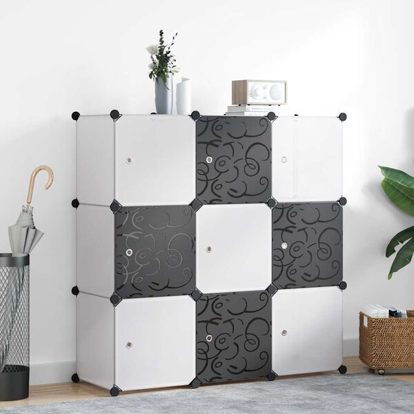 vidaXL Organisateur de rangement cube avec 9 compartiments Noir/Blanc