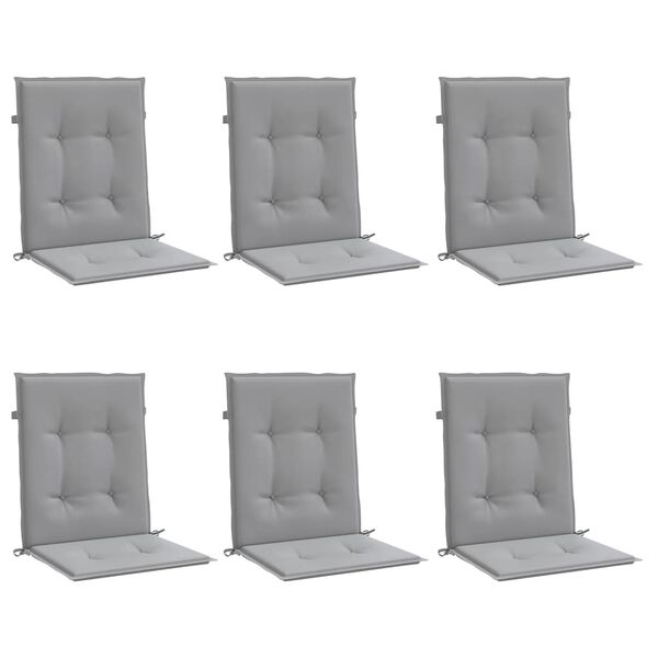 vidaXL Coussins de chaise de jardin &agrave; dossier bas lot de 6 gris