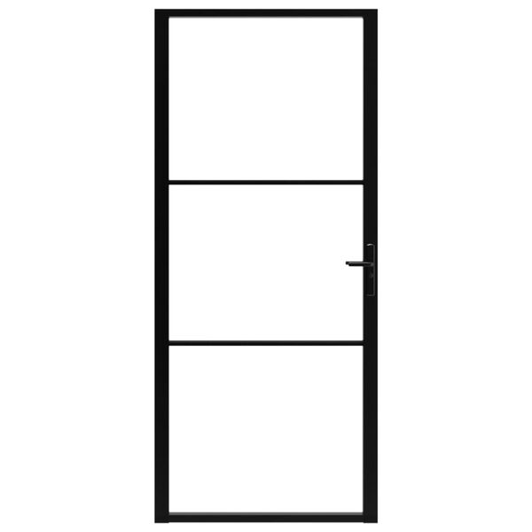 vidaXL Porte int&eacute;rieure Verre ESG et aluminium 102,5x201,5 cm Noir