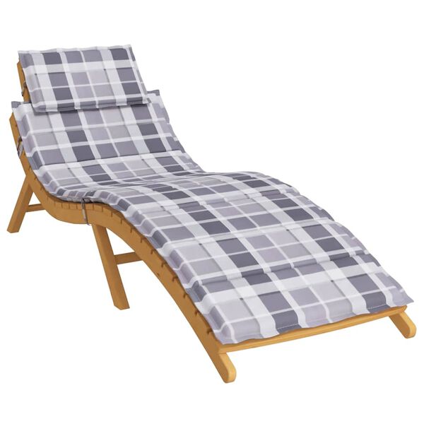 vidaXL Coussin de chaise longue &agrave; carreaux gris 186x58x4 cm