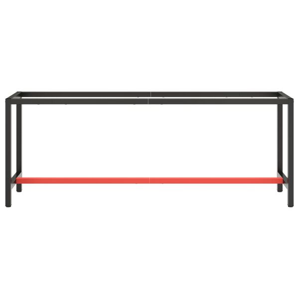 vidaXL Cadre banc de travail Noir mat et rouge mat 210x50x79 cm M&eacute;tal