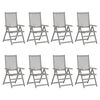 vidaXL Chaises inclinables de jardin et coussins lot de 8 Gris Acacia