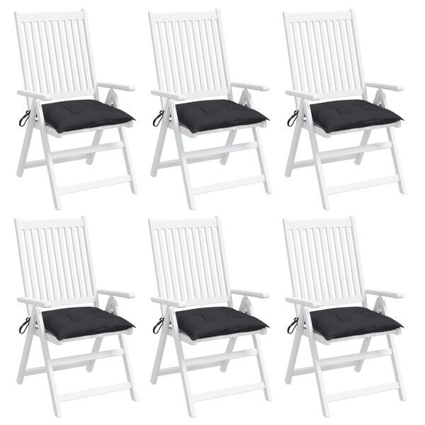 vidaXL Coussins de chaise lot de 6 noir 40x40x7 cm tissu oxford