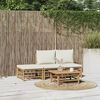 vidaXL Salon de jardin 4 pcs avec coussins blanc cr&egrave;me bambou