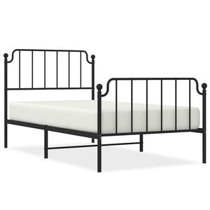 vidaXL Cadre de lit m&eacute;tal sans matelas avec pied de lit noir 100x190cm