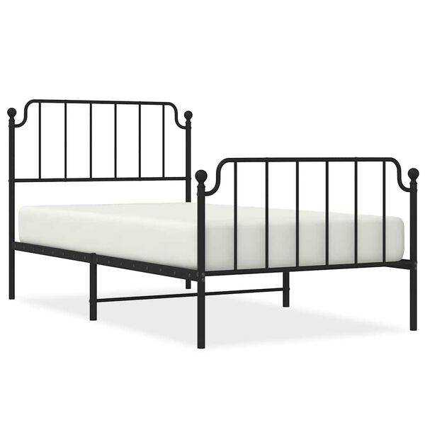vidaXL Cadre de lit m&eacute;tal sans matelas avec pied de lit noir 100x190cm