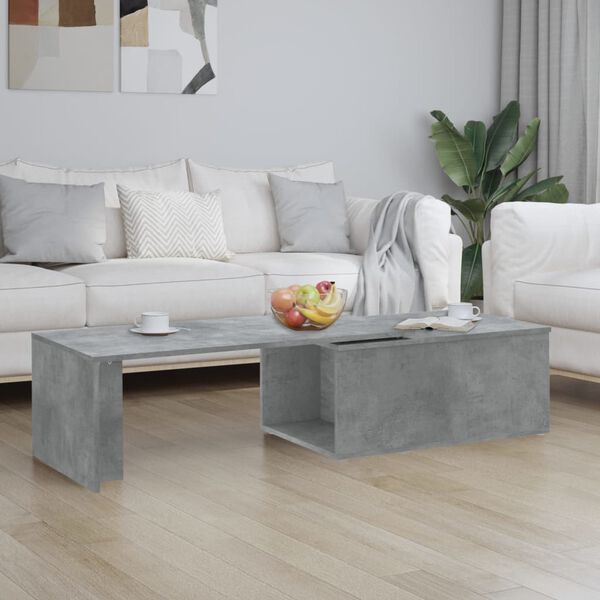 vidaXL Table basse gris b&eacute;ton 150x50x35 cm bois d'ing&eacute;nierie