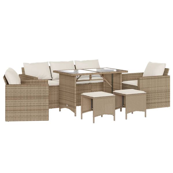 vidaXL Salon de jardin avec coussins 6 pcs beige r&eacute;sine tress&eacute;e
