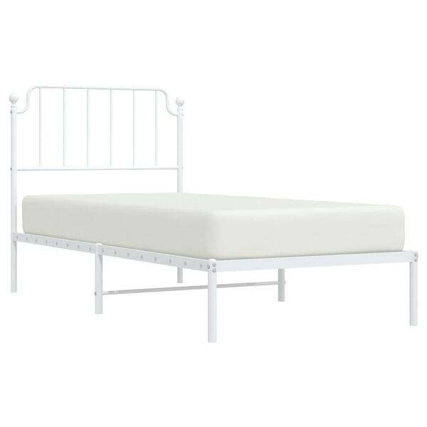vidaXL Cadre de lit métal sans matelas avec tête de lit blanc 90x200cm
