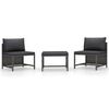 vidaXL Salon de jardin 3 pcs avec coussins Gris R&eacute;sine tress&eacute;e