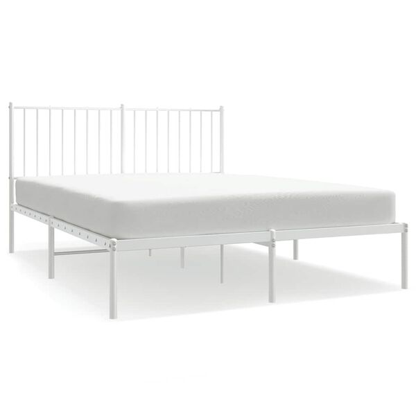 vidaXL Cadre de lit métal sans matelas et tête de lit blanc 135x190 cm