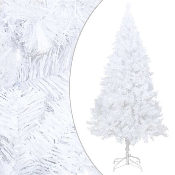 vidaXL Arbre de No&euml;l artificiel pr&eacute;-&eacute;clair&eacute; et boules blanc 210 cm PVC