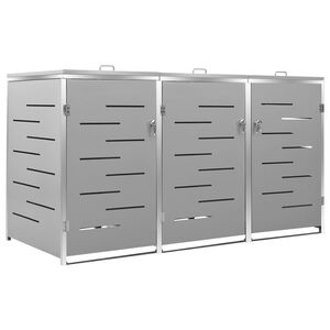 vidaXL Abri pour trois poubelles 207x77,5x112,5 cm Inox