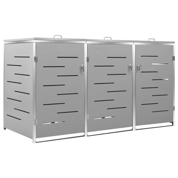 vidaXL Abri pour trois poubelles 207x77,5x112,5 cm Inox