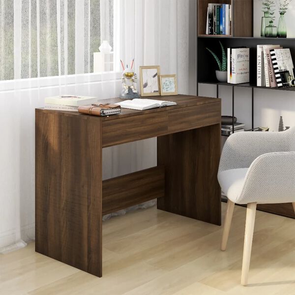 vidaXL Bureau Ch&ecirc;ne marron 101x50x76,5 cm Bois d'ing&eacute;nierie