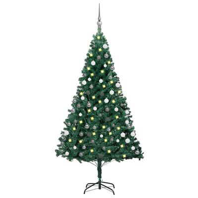 vidaXL Arbre de Noël artificiel pré-éclairé et boules vert 120 cm PVC