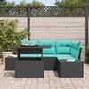 vidaXL Ensemble de canap&eacute; de jardin 6 pcs Noir et Bleu polyrotin