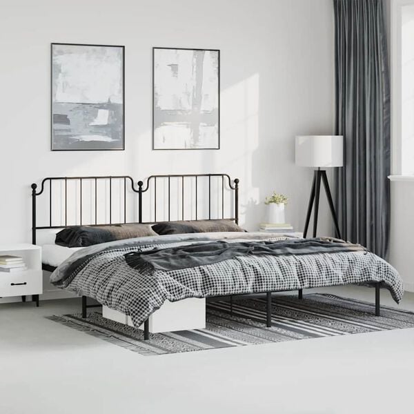 vidaXL Cadre de lit m&eacute;tal sans matelas avec t&ecirc;te de lit noir 183x213cm