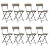 vidaXL Chaises de bistrot pliantes lot de 8 Gris R&eacute;sine tress&eacute;e acier