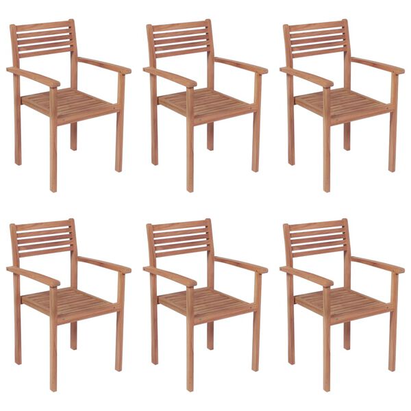 vidaXL Chaises de jardin empilables avec coussins lot de 6 Teck solide