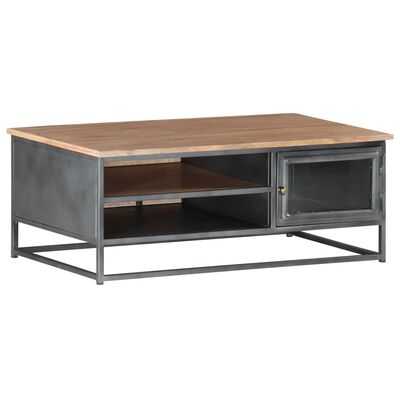 vidaXL Table basse Gris 90x50x35 cm Bois d'acacia massif