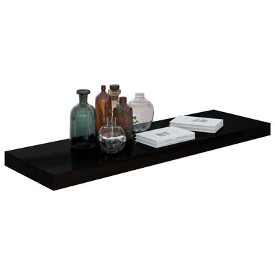 vidaXL Étagère murale flottante Noir brillant 80x23,5x3,8 cm MDF