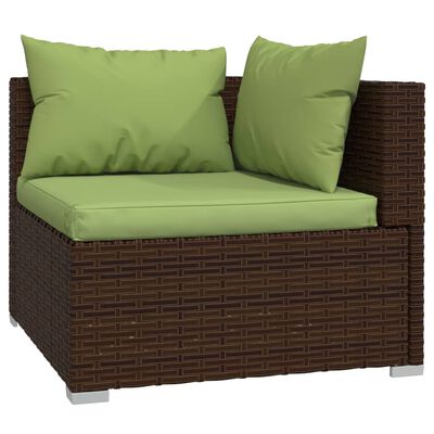 vidaXL Salon de jardin 7 pcs avec coussins Résine tressée Marron