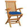 vidaXL Chaises de jardin avec coussins bleu lot de 3 Bois teck massif