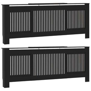 vidaXL Cache-Radiateur 2 pcs Noir 205 x 20,5 x 81,5 cm