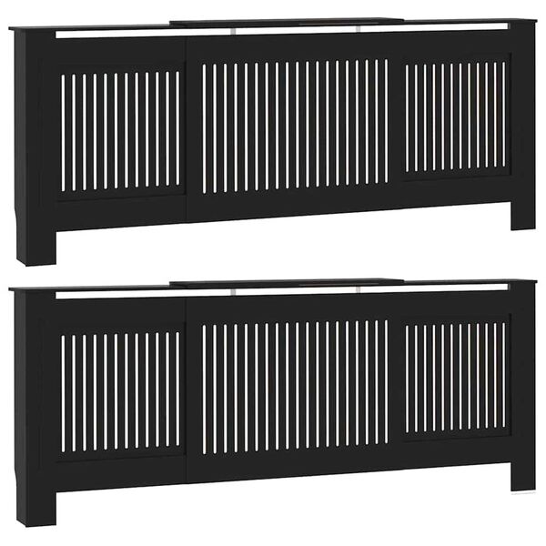 vidaXL Cache-Radiateur 2 pcs Noir 205 x 20,5 x 81,5 cm