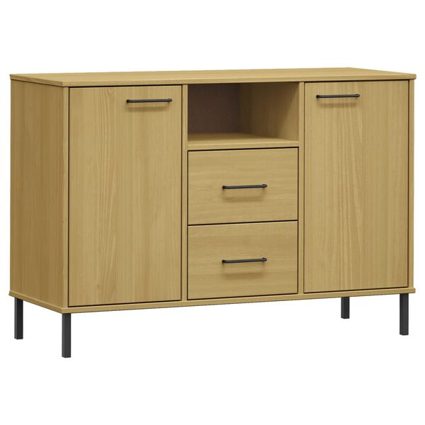 vidaXL Buffet avec pieds en m&eacute;tal Marron 113x40x77 cm Bois massif OSLO