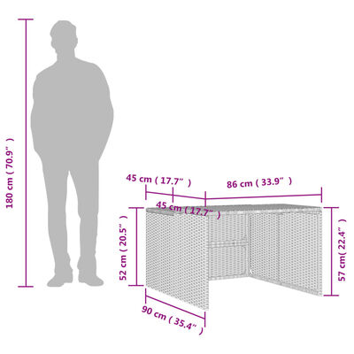 vidaXL Garage pour robot tondeuse gris 86x90x52/57 cm résine tressée