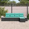vidaXL Ensemble de canapé de jardin 5 pcs Noir et turquoise polyrotin