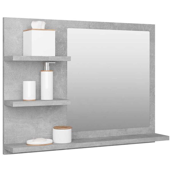 vidaXL Miroir de salle de bain gris b&eacute;ton 60x10,5x45cm bois ing&eacute;nierie