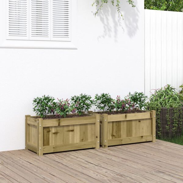 vidaXL Jardini&egrave;res 2 pcs bois de pin impr&eacute;gn&eacute;