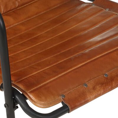 vidaXL Fauteuil de relaxation avec repose-pied Marron Cuir véritable