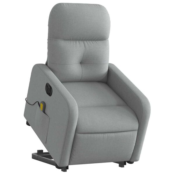 vidaXL Fauteuil inclinable de massage &eacute;lectrique gris clair tissu