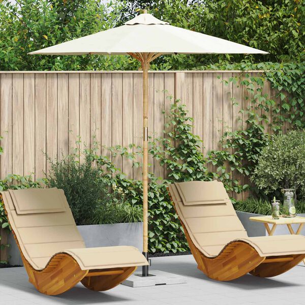 vidaXL Parasol de jardin Blanc cr&egrave;me &Oslash; 270 x 260 cm Bambou