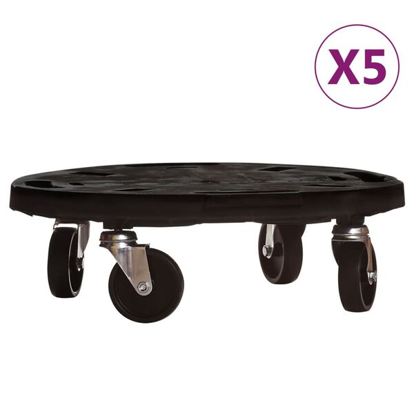 vidaXL Chariots à plantes avec roues 5 pcs Diamètre 40 cm Noir 275 kg