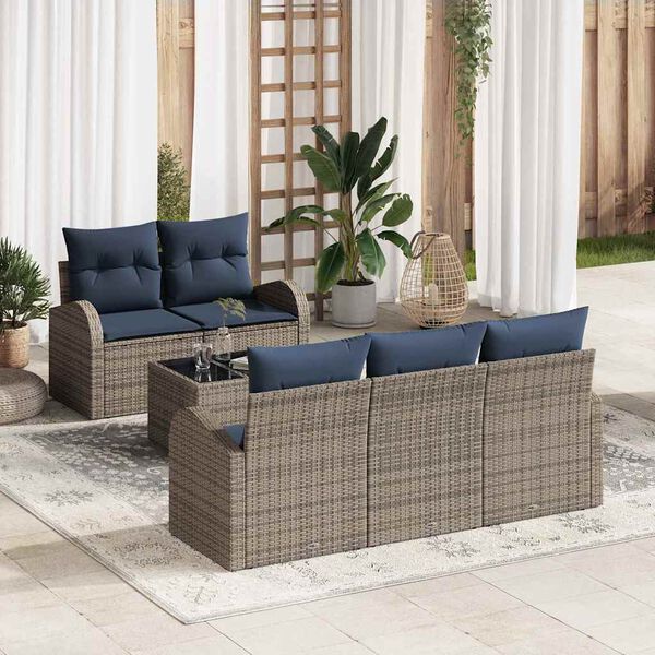 vidaXL Ensemble de Canap&eacute;s avec coussin 6 pcs Gris Polyester