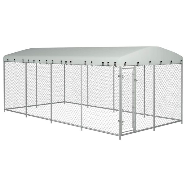 vidaXL Chenil ext&eacute;rieur avec toit pour chiens 7,6x3,8x2,3 m